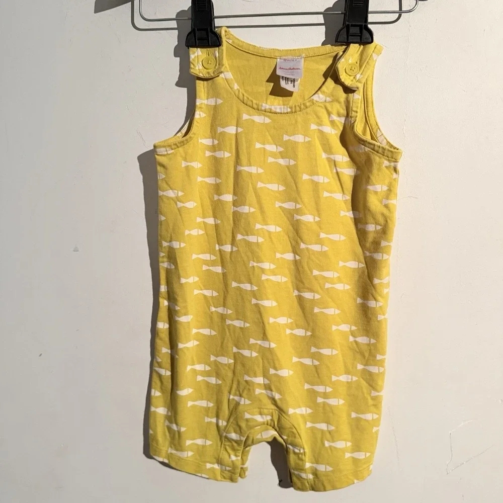 Hanna Andersson Adorable Fish Shortie Romper. Size 3T 90cm Beach Travel Yellow